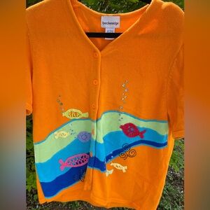 Breckenridge short sleeves fish sweater size large